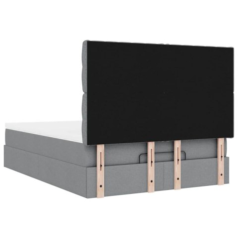 RAMA ŁÓŻKA OTOMANA Z MATERACEM JASNOSZARA 140X200CM TKANINA