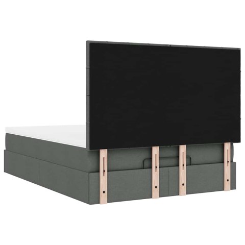 RAMA ŁÓŻKA OTOMANA Z MATERACEM SZARA 140X200CM TKANINA