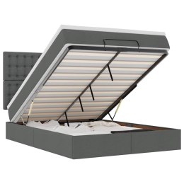 RAMA ŁÓŻKA OTOMANA Z MATERACEM SZARA 140X200CM TKANINA