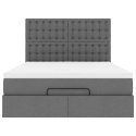 RAMA ŁÓŻKA OTOMANA Z MATERACEM SZARA 140X200CM TKANINA