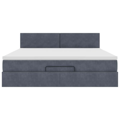 RAMA ŁÓŻKA OTOMANA Z MATERACEM SZARA 160X200CM AKSAMIT