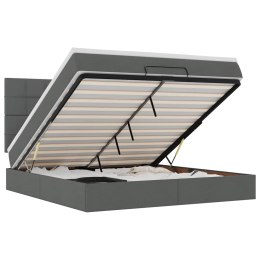 RAMA ŁÓŻKA OTOMANA Z MATERACEM SZARA 160X200CM TKANINA