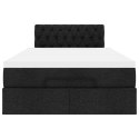 ŁÓŻKO OTOMANA Z MATERACEM CZARNE 120X200CM TKANINA