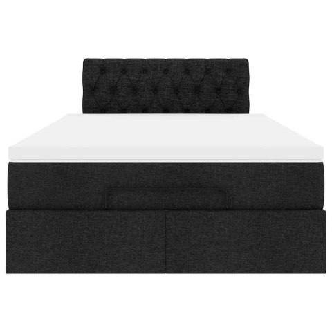 ŁÓŻKO OTOMANA Z MATERACEM CZARNE 120X200CM TKANINA