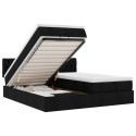 RAMA ŁÓŻKA OTOMANA Z MATERACAMI CZARNA 180X200CM TKANINA