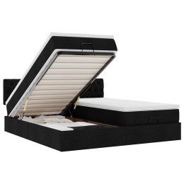 RAMA ŁÓŻKA OTOMANA Z MATERACAMI CZARNA 180X200CM TKANINA