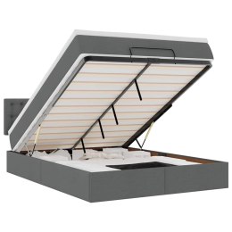 ŁÓŻKO OTTOMAN Z MATERACEM I DIODAMI LED CIEMNOSZARY 140X190CM