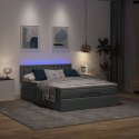 ŁÓŻKO OTTOMAN Z MATERACEM I DIODAMI LED CIEMNOSZARY 140X190CM