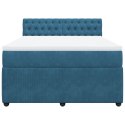 VidaXL Łóżko kontynentalne z materacem, niebieskie, 140x200cm, aksamit