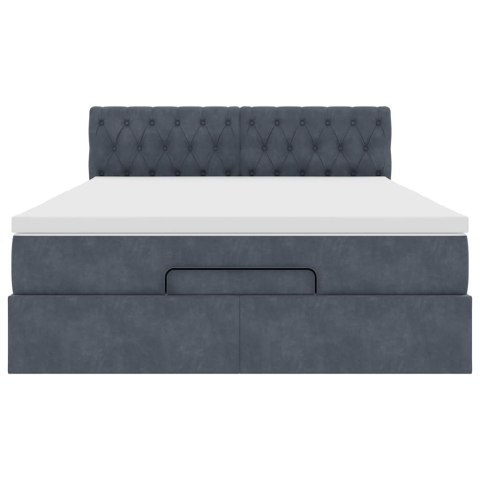 RAMA ŁÓŻKA OTOMANA Z MATERACEM SZARA 140X200CM AKSAMIT