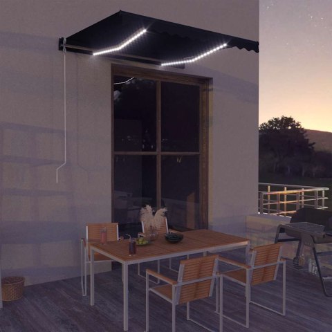 RĘCZNIE ZWIJANA MARKIZA Z LED 300X 250CM ANTRACYTOWA