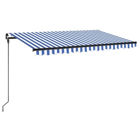 RĘCZNIE ZWIJANA MARKIZA Z LED 450X 300CM NIEBIESKO-BIAŁA