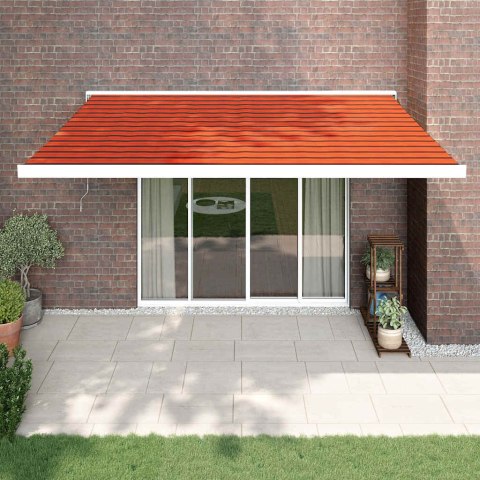 ZWIJANA MARKIZA POMARAŃCZ I BRĄZ 4,5X3M TKANINA I ALUMINIUM