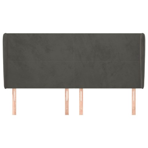 ZAGŁÓWEK USZAK CIEMNOSZARY 183X23X118/128CM AKSAMIT