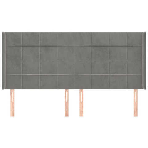 ZAGŁÓWEK USZAK JASNOSZARY 183X16X118/128CM AKSAMIT