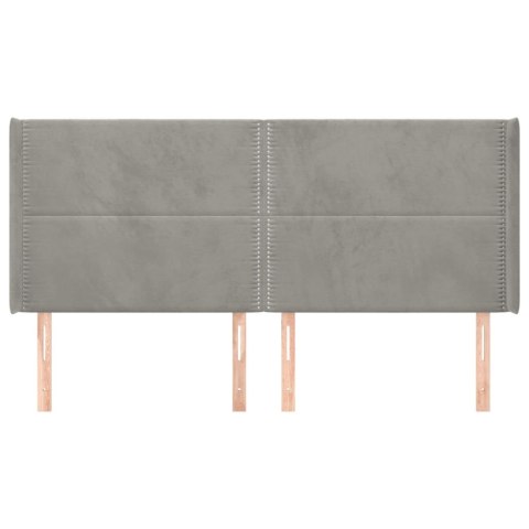 ZAGŁÓWEK USZAK JASNOSZARY 203X16X118/128CM AKSAMIT