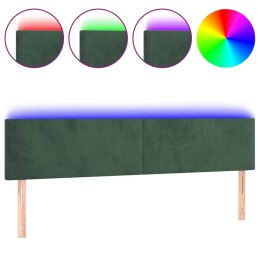 ZAGŁÓWEK DO ŁÓŻKA Z LED CIEMNOZIELONY 160X5X78/88CM AKSAMIT