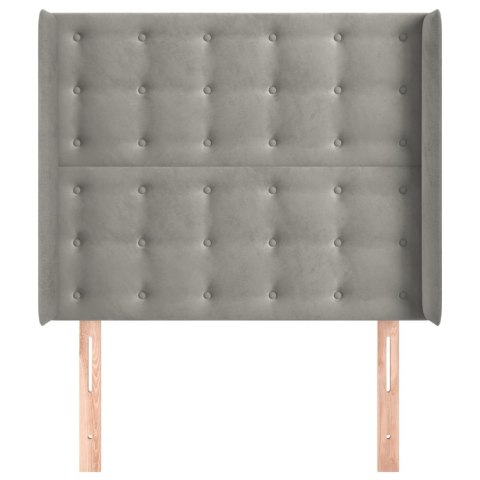 ZAGŁÓWEK USZAK JASNOSZARY 103X16X118/128CM AKSAMIT