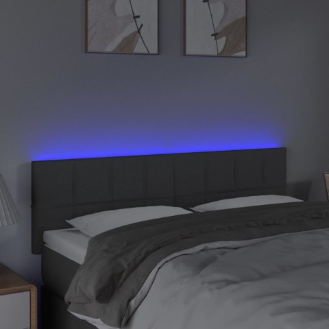 ZAGŁÓWEK DO ŁÓŻKA Z LED CIEMNOSZARY 144X5X78/88CM TKANINA