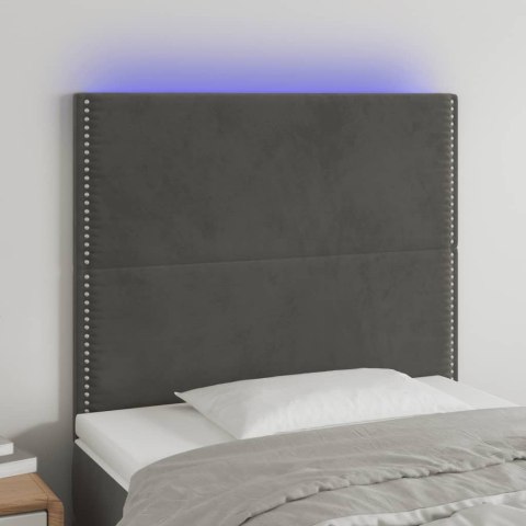 ZAGŁÓWEK DO ŁÓŻKA Z LED CIEMNOSZARY 80X5X118/128CM AKSAMIT