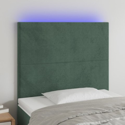 ZAGŁÓWEK DO ŁÓŻKA Z LED CIEMNOZIELONY 80X5X118/128CM AKSAMIT