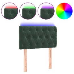 ZAGŁÓWEK DO ŁÓŻKA Z LED CIEMNOZIELONY 80X7X78/88CM AKSAMIT