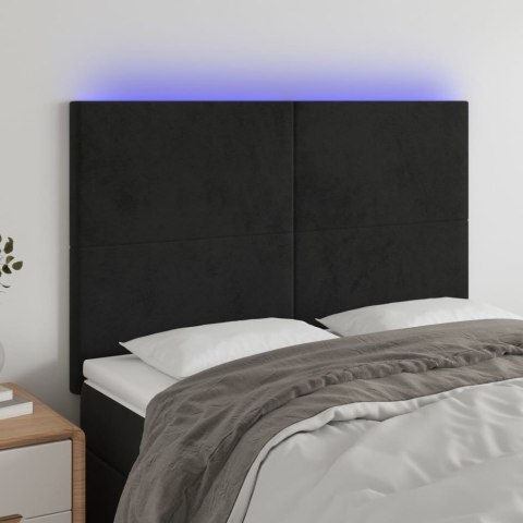 ZAGŁÓWEK DO ŁÓŻKA Z LED CZARNY 144X5X118/128CM AKSAMIT