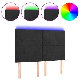 ZAGŁÓWEK DO ŁÓŻKA Z LED CZARNY 144X5X118/128CM AKSAMIT