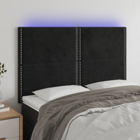 ZAGŁÓWEK DO ŁÓŻKA Z LED CZARNY 144X5X118/128CM AKSAMIT