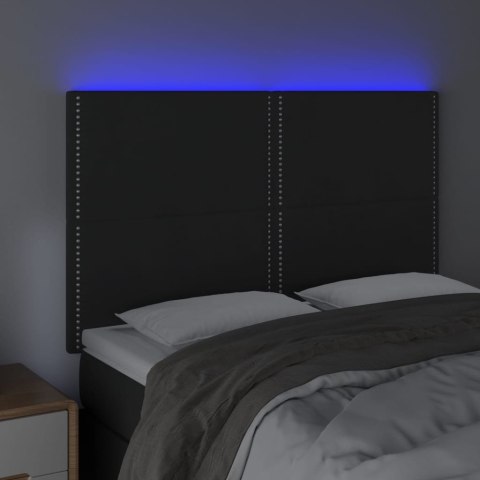 ZAGŁÓWEK DO ŁÓŻKA Z LED CZARNY 144X5X118/128CM AKSAMIT