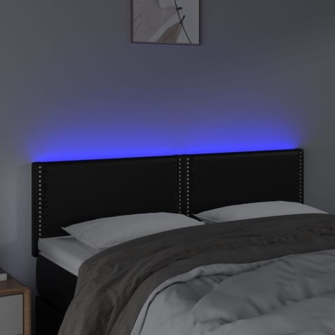 ZAGŁÓWEK DO ŁÓŻKA Z LED CZARNY 144X5X78/88CM SZTUCZNA SKÓRA