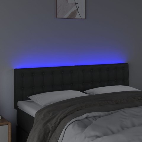 ZAGŁÓWEK DO ŁÓŻKA Z LED CZARNY 144X5X78/88CM SZTUCZNA SKÓRA