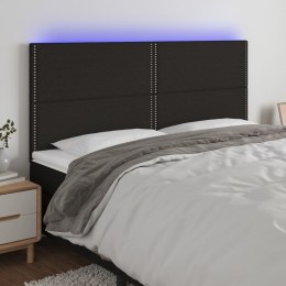 ZAGŁÓWEK DO ŁÓŻKA Z LED CZARNY 200X5X118/128CM TKANINA