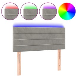 ZAGŁÓWEK DO ŁÓŻKA Z LED JASNOSZARY 100X5X78/88CM AKSAMIT