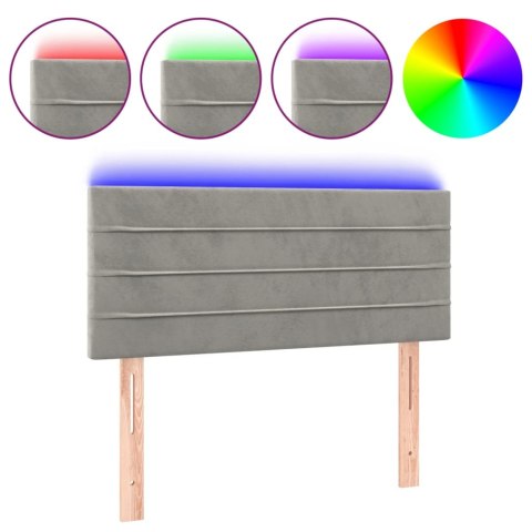 ZAGŁÓWEK DO ŁÓŻKA Z LED JASNOSZARY 100X5X78/88CM AKSAMIT