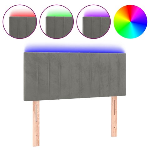 ZAGŁÓWEK DO ŁÓŻKA Z LED JASNOSZARY 100X5X78/88CM AKSAMIT