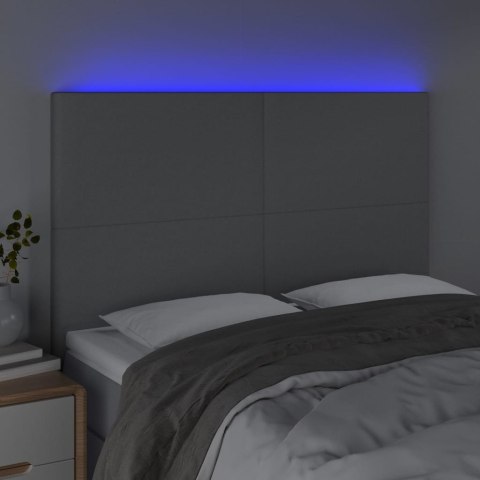 ZAGŁÓWEK DO ŁÓŻKA Z LED JASNOSZARY 144X5X118/128CM TKANINA