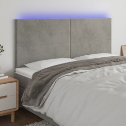 ZAGŁÓWEK DO ŁÓŻKA Z LED JASNOSZARY 180X5X118/128CM AKSAMIT