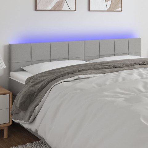 ZAGŁÓWEK DO ŁÓŻKA Z LED JASNOSZARY 180X5X78/88CM TKANINA