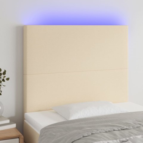 ZAGŁÓWEK DO ŁÓŻKA Z LED KREMOWY 80X5X118/128CM TKANINA