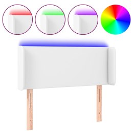 ZAGŁÓWEK DO ŁÓŻKA Z LED BIAŁY 103X16X78/88CM SZTUCZNA SKÓRA