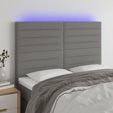 ZAGŁÓWEK DO ŁÓŻKA Z LED CIEMNOSZARY 144X5X118/128CM TKANINA