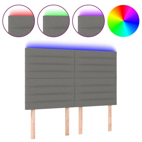 ZAGŁÓWEK DO ŁÓŻKA Z LED CIEMNOSZARY 144X5X118/128CM TKANINA