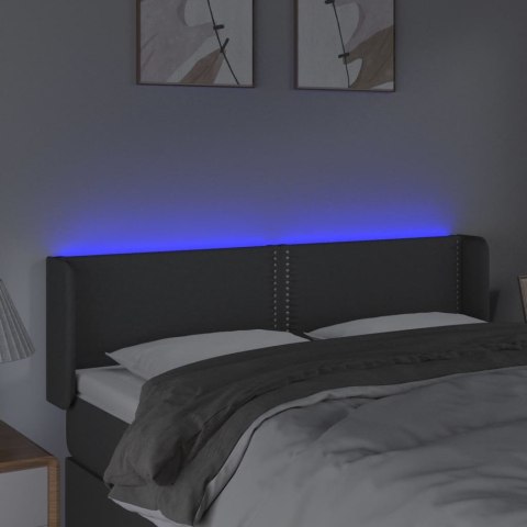 ZAGŁÓWEK DO ŁÓŻKA Z LED CIEMNOSZARY 147X16X78/88CM TKANINA