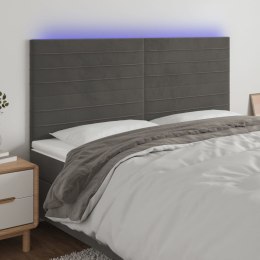ZAGŁÓWEK DO ŁÓŻKA Z LED CIEMNOSZARY 160X5X118/128CM AKSAMIT