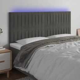 ZAGŁÓWEK DO ŁÓŻKA Z LED CIEMNOSZARY 160X5X118/128CM AKSAMIT