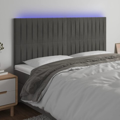 ZAGŁÓWEK DO ŁÓŻKA Z LED CIEMNOSZARY 160X5X118/128CM AKSAMIT