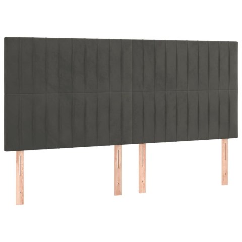 ZAGŁÓWEK DO ŁÓŻKA Z LED CIEMNOSZARY 160X5X118/128CM AKSAMIT