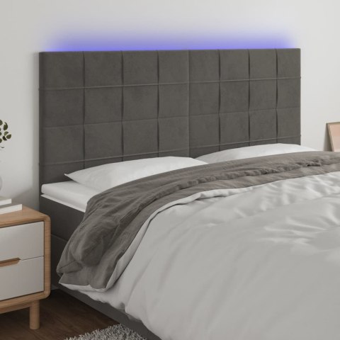 ZAGŁÓWEK DO ŁÓŻKA Z LED CIEMNOSZARY 180X5X118/128CM AKSAMIT