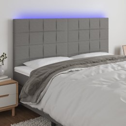 ZAGŁÓWEK DO ŁÓŻKA Z LED CIEMNOSZARY 180X5X118/128CM TKANINA